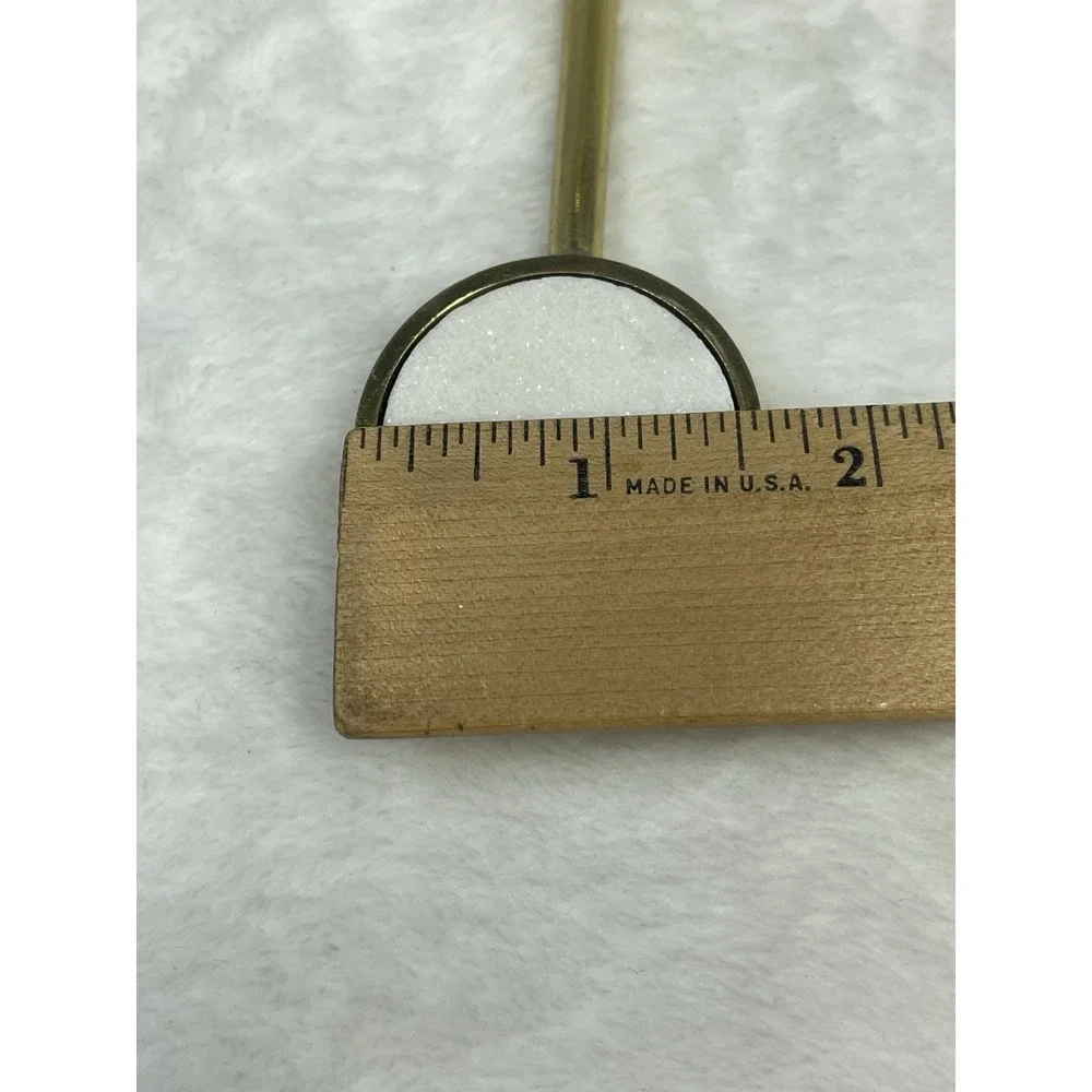 Gold Tone Wall Hooks Set 3 White Stone Inset Mid Century Modern Style